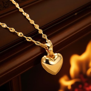 Collier coeur délicat pour femme | Pendentif coeur minimaliste en or ou en argent | Cadeau de bijoux romantique | Cadeau pour elle