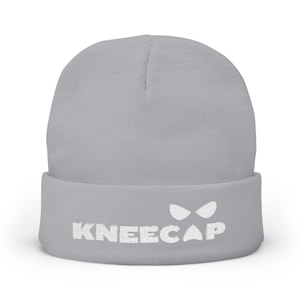 KneeCap Knit Beanie, Winter Accessory, Gift for Him, Fashion Beanie, Cold Weather Essentials, Embroidered Headwear, Unique Beanie