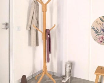 Perchero de madera natural / Perchero minimalista / Entrega en paquete plano