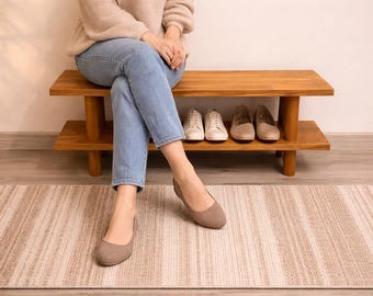 Handmade Wooden Shoe Rack Bench | Minimal Entryway Organizer, Modern Hallway Storage