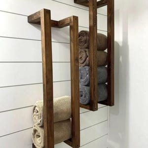 Rustic Wood Wall Towel Rack: Handmade Farmhouse Bathroom Shelf - Etsy