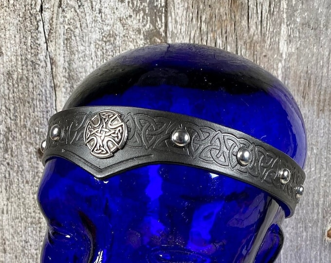 Leather Celtic Headband Studded