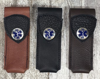 Leather EpiPen Epi Pen belt case medical celtic Kilt larp sca motorcycle medic purse. Available in a single or double pen holder!