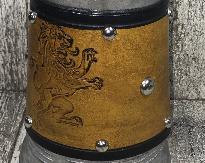 Leather Metal 36 oz tankard rampant lion beer ale Scottish celtic Irish