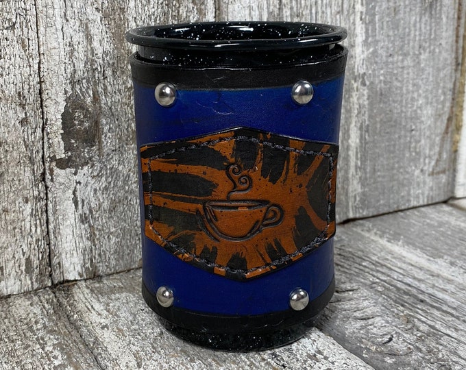 Leather Enamel Camp Mug Tall 21 oz COLORS Steaming Cup