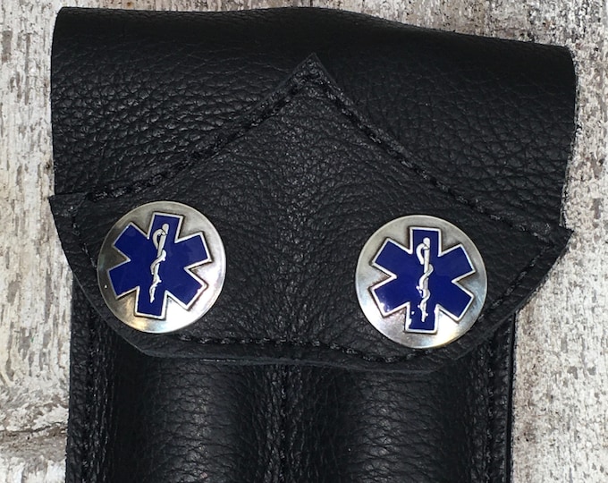 Leather DOUBLE EpiPen Epi Pen belt case medical celtic Kilt larp sca motorcycle medic purse