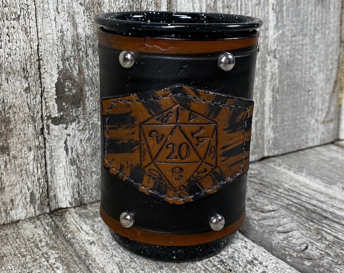 Leather Enamel Camp Mug Tall 21 oz COLORS D20