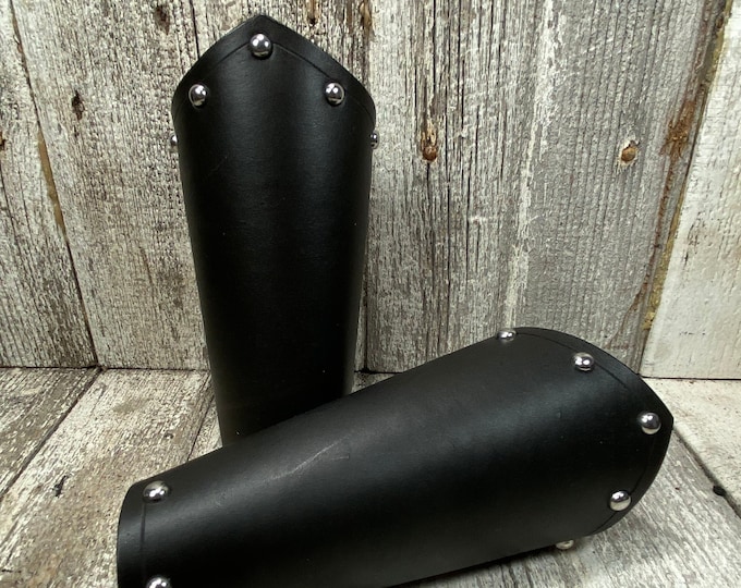 Plain Large Studded Leather Bracers for Costuming armor sca larp renaissance armor vambraces armour woodsman cuff guard studs