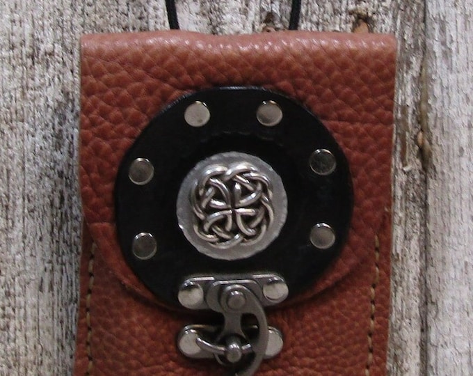 Leather utility purse celtic circle and concho