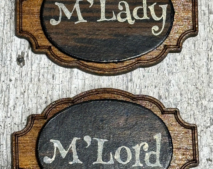 Leather wood pins LARP Ren Fair  M’Lord M’Lady