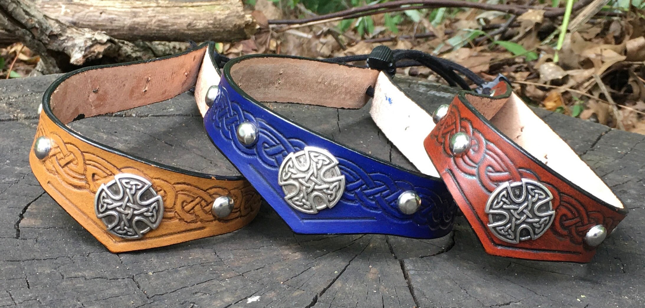 Leather celtic headbands studded Etsy