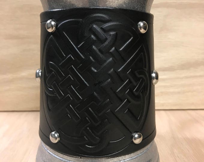 Embossed leather Celtic Large knotwork 36 oz tankard for beer/ale/cider/mead/drinks