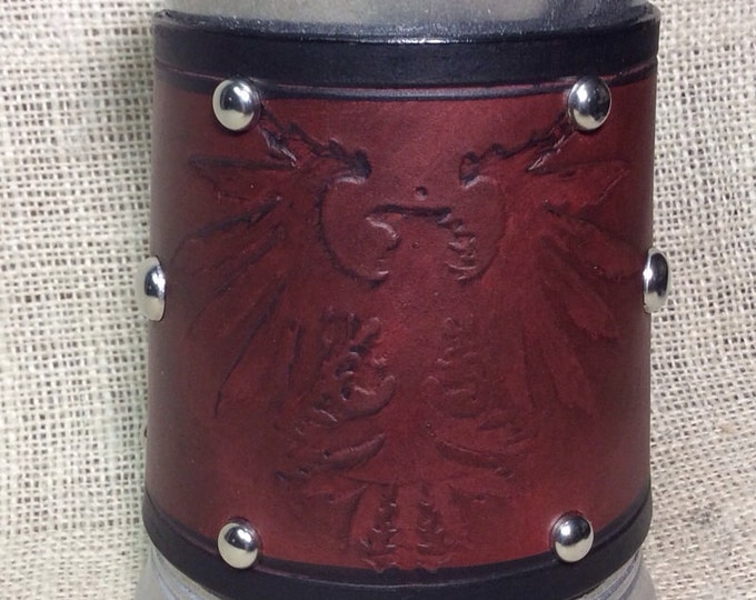Leather Metal 36 oz tankard mug Phoenix imperial eagle gothic German beer ale Scottish Irish celtic