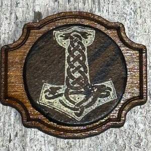 Leather wood pins LARP Ren Fair Mjolnir Thors Hammer