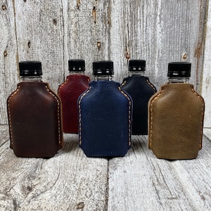 Glass Liquor Flask Leather Wrapped 100ml/3oz