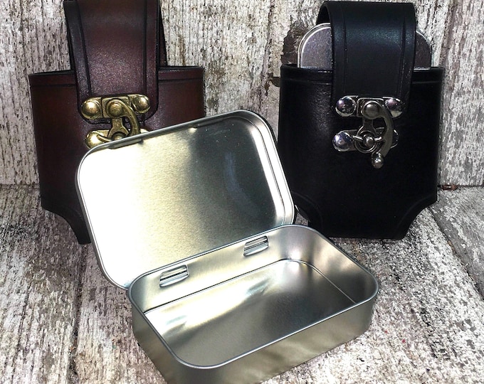 Altoids style tin LEATHER belt pouch EDC