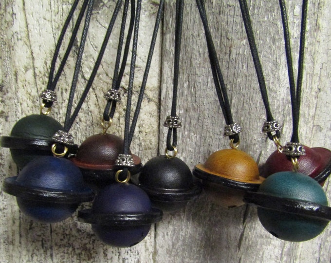 Handmade Leather bell necklace