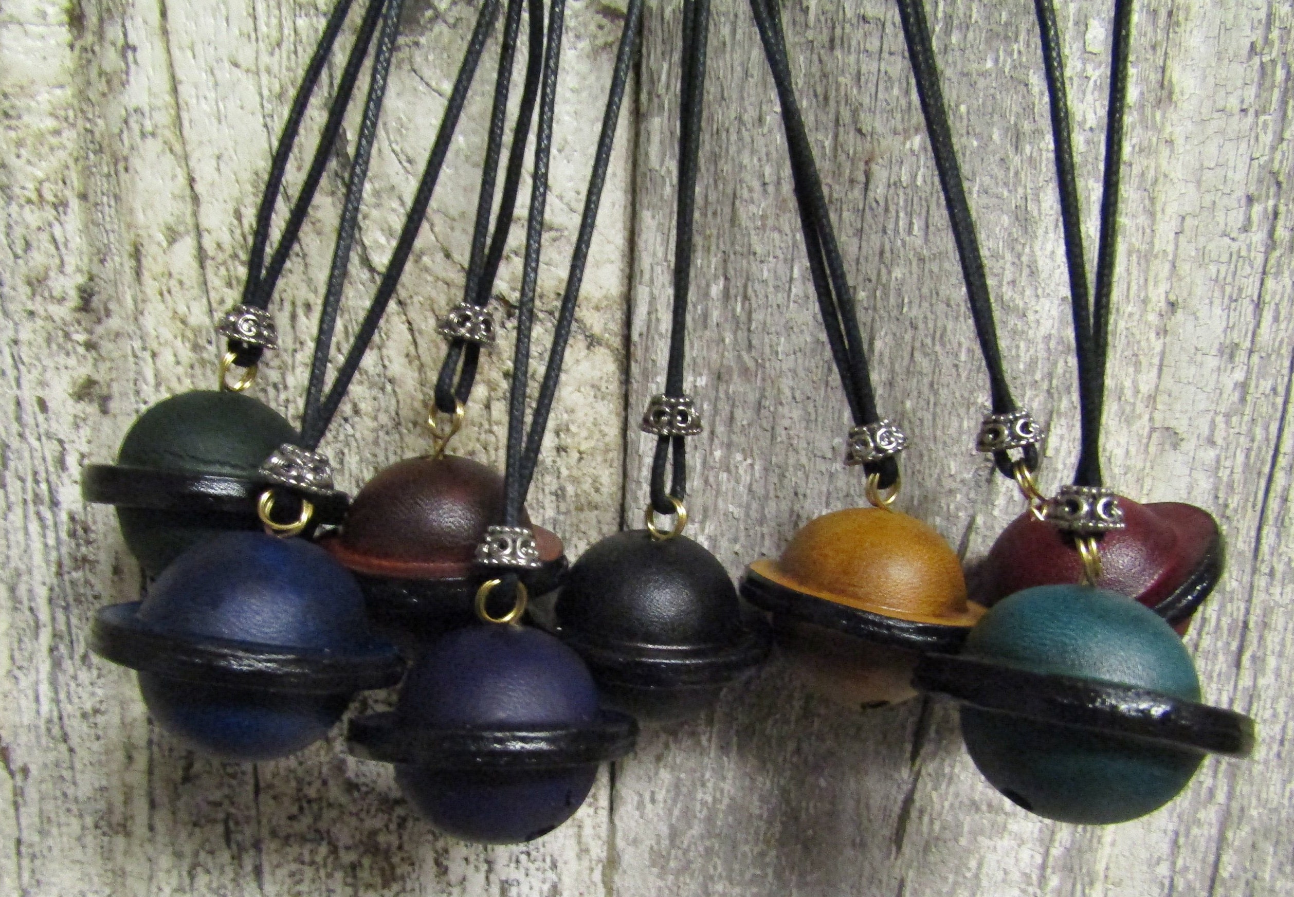 Handmade Leather bell necklace