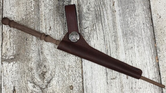 Green Suede Leather Wand Sleeve Leather Wand Holster with Green Thread as Sold in an Orlando Theme Park