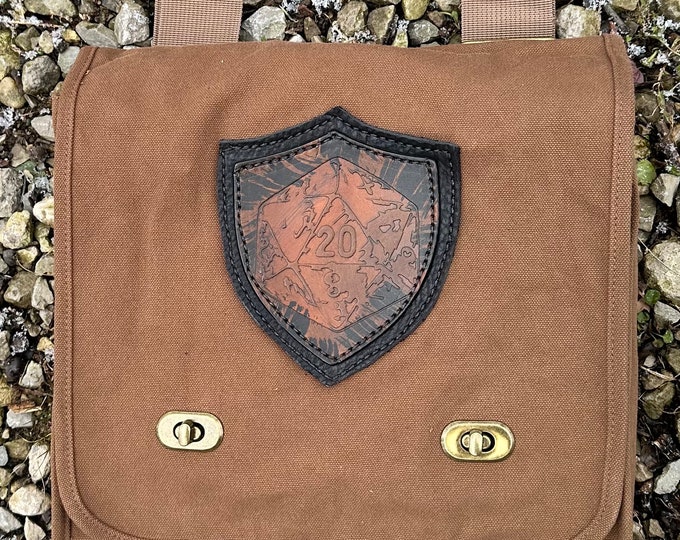 Canvas and leather messenger bag gaming D-20