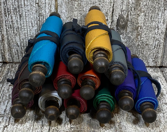 Leather mini pocket scroll parchment COLORS