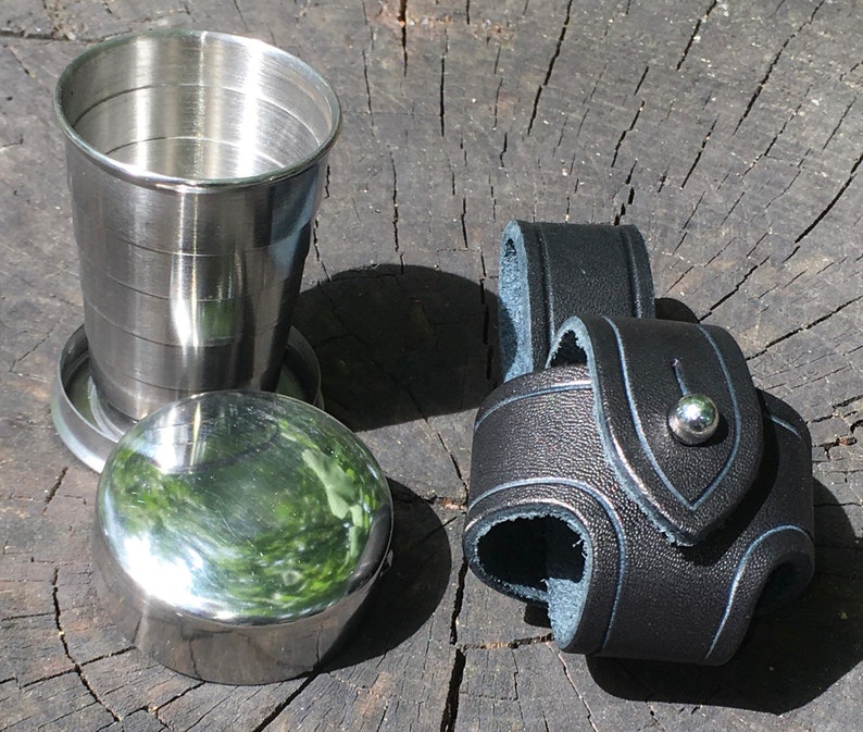 Collapsible shot glass leather belt holster booze vodka Etsy