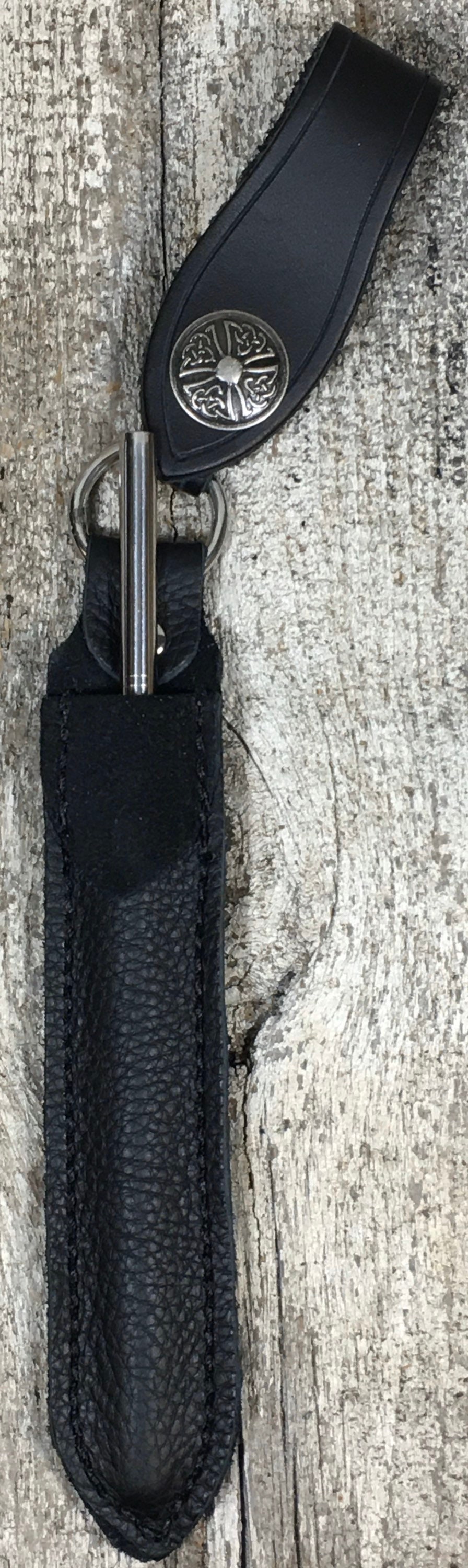 Leather straw holder, available with stainless steel straw