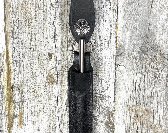 Leather straw or chopsticks holder, available with or without a straw or chopsticks