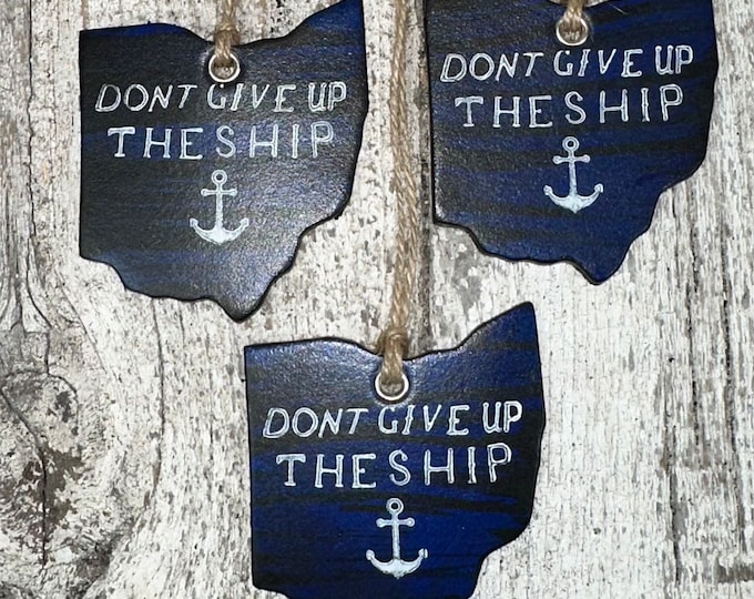 Ohio Don’t Give Up The Ship Sir Oliver Hazard Perry leather ornament