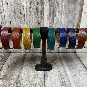 Leather Bracelet Narrow Celtic Embossed