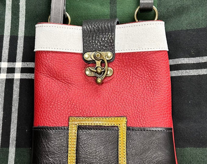 Leather santa purse shoulder bag