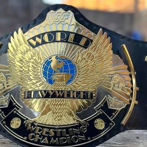 Winged Eagle Championship Wrestling Belt Replica 4MM Brass Plate ,Genuine Leather Adult Size
