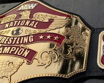 NUEVO Cinturón Réplica de Campeón NACIONAL de Lucha Libre Peso Pesado con placa de zinc de 4 mm.