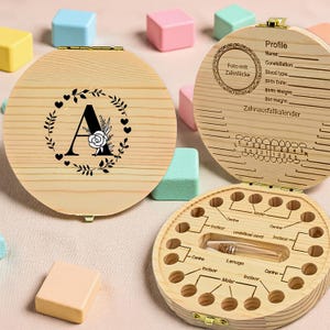 Personalisierte Zahnfeebox mit Namen, individuelle Holzbox mit Foto | Taufgeschenk, neues Baby Geschenk für Mädchen, erste Zahndose