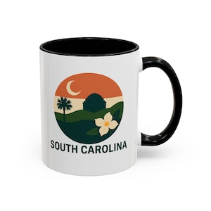 South Carolina Accent Coffee Mug - Black Handle, State Pride Gift, Home and Kitchen Decor, Perfect for Coffee Lovers, Travel Souvenir