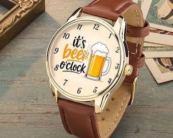 Reloj de pulsera "Beer O' Clock", divertido reloj de pulsera con forma de jarra de cerveza, regalo para amantes de la cerveza artesanal.