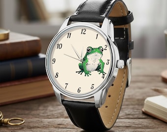 Reloj de rana, reloj de pulsera con diseño de animal peculiar, diseño de rana verde caprichosa