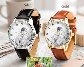 Reloj personalizado con retrato a partir de una foto, reloj de pulsera personalizado para parejas, regalo romántico de aniversario