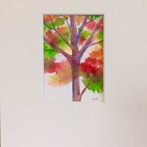 Tree painting Fall - Original art watercolor - Autumn landscape - fine art home decor - wall art