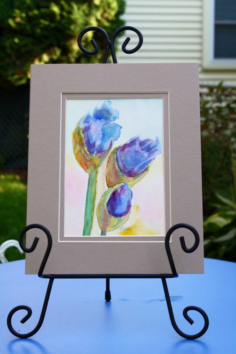 Flower Painting Iris painting Garden Bouquet original painting watercolor floral fine art home decor wall art purple flowers image 4