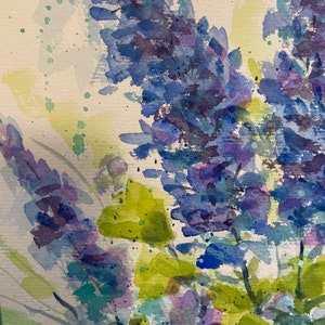 Lavender painting, original watercolor, 11x14 inch, wall art, home decor, floral bouquet,wildflowers fine art, country home image 4