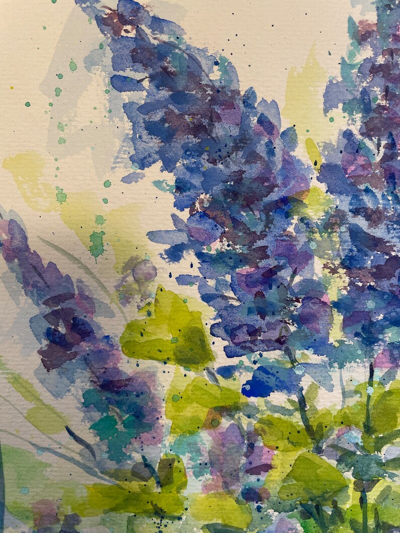 Lavender painting, original watercolor, 11x14 inch, wall art, home decor, floral bouquet,wildflowers fine art, country home image 4