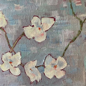 Dogwood spring flowers original oil painting home decor wall art canvas abstract art farmhouse style country home small painting image 8