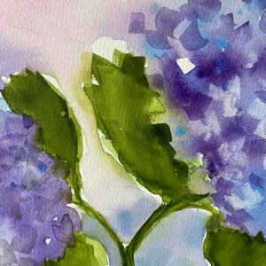 Blue hydrangeas, watercolor painting, original, flowers, floral, botanical fine art home decor wall hanging farmhouse country style image 5