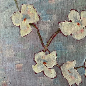 Dogwood spring flowers original oil painting home decor wall art canvas abstract art farmhouse style country home small painting image 7