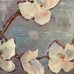 Dogwood spring flowers original oil painting home decor wall art canvas abstract art farmhouse style country home small painting image 5