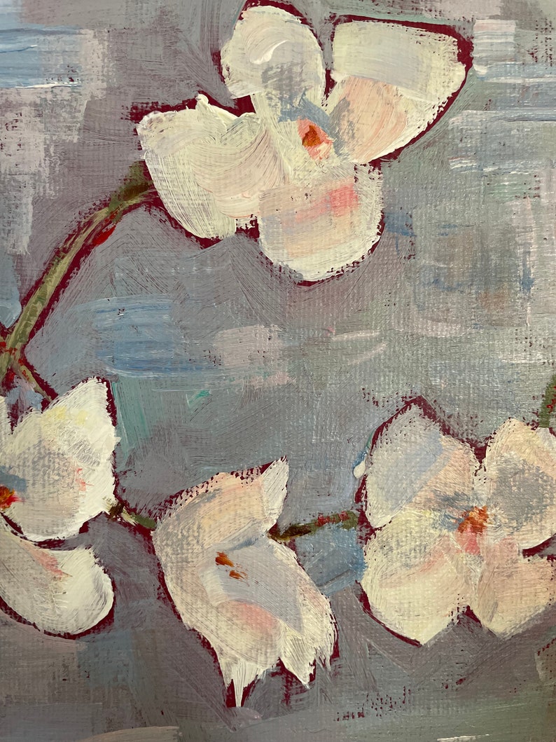 Dogwood spring flowers original oil painting home decor wall art canvas abstract art farmhouse style country home small painting image 5