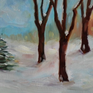 Original oil painting - Landscape painting - small oil painting - winter landscape - tree painting - snow painting - fine art - home decor