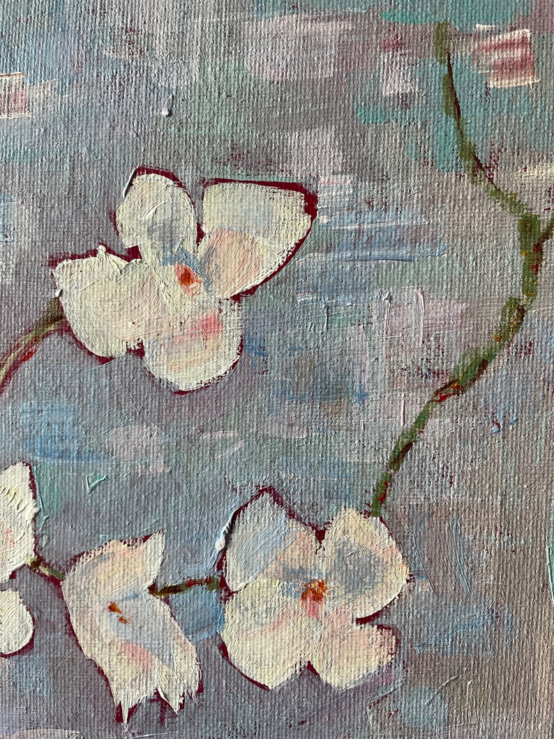 Dogwood spring flowers original oil painting home decor wall art canvas abstract art farmhouse style country home small painting image 10