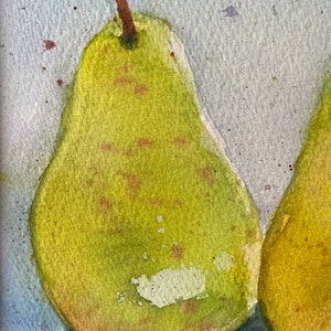 Pear Painting watercolor, original fruit still life, wall hanging artwork, farmhouse country style, fine art immagine 5